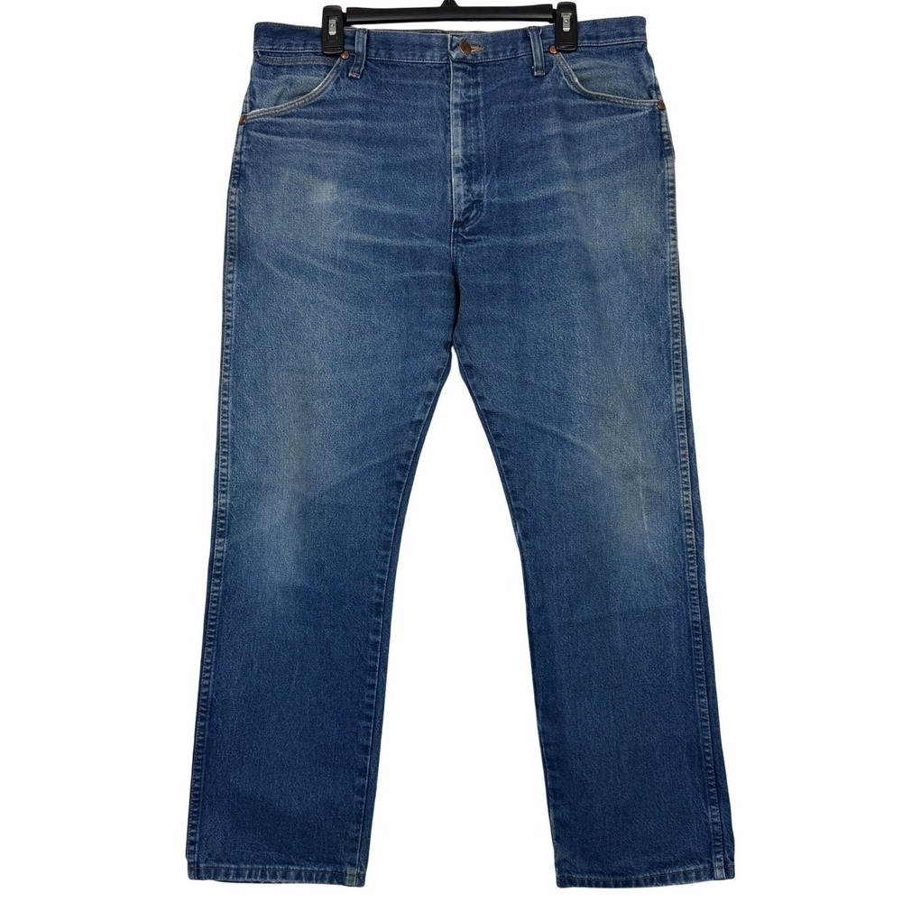 Wrangler COWBOY CUT Straight Leg 13MWZPW Mens 36x30 100% Cotton Denim Blue Jeans